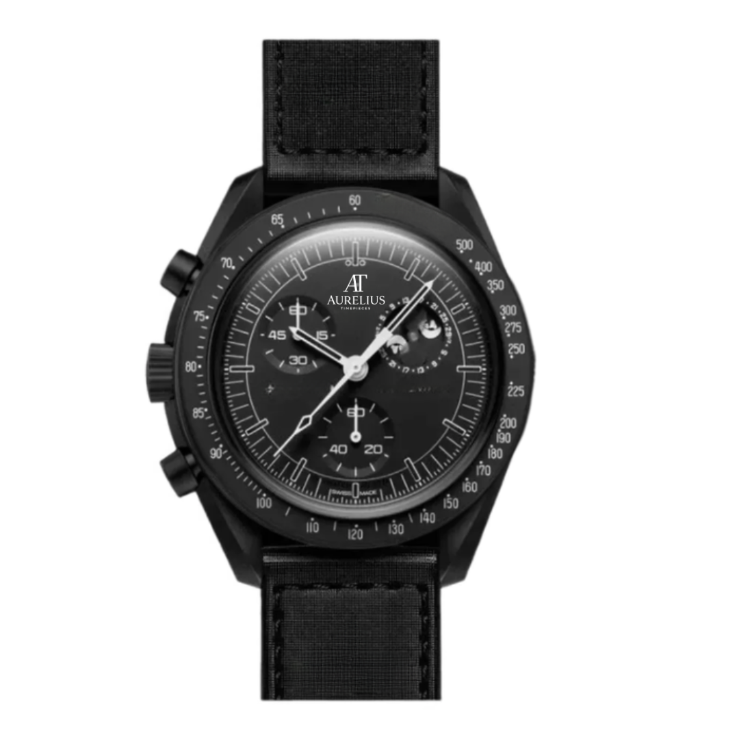 Chronograph Phase 42 – Schwarz Zifferblatt | Schwarz Gehäuse & Schwarz Armband & Tachymeter-Lünette