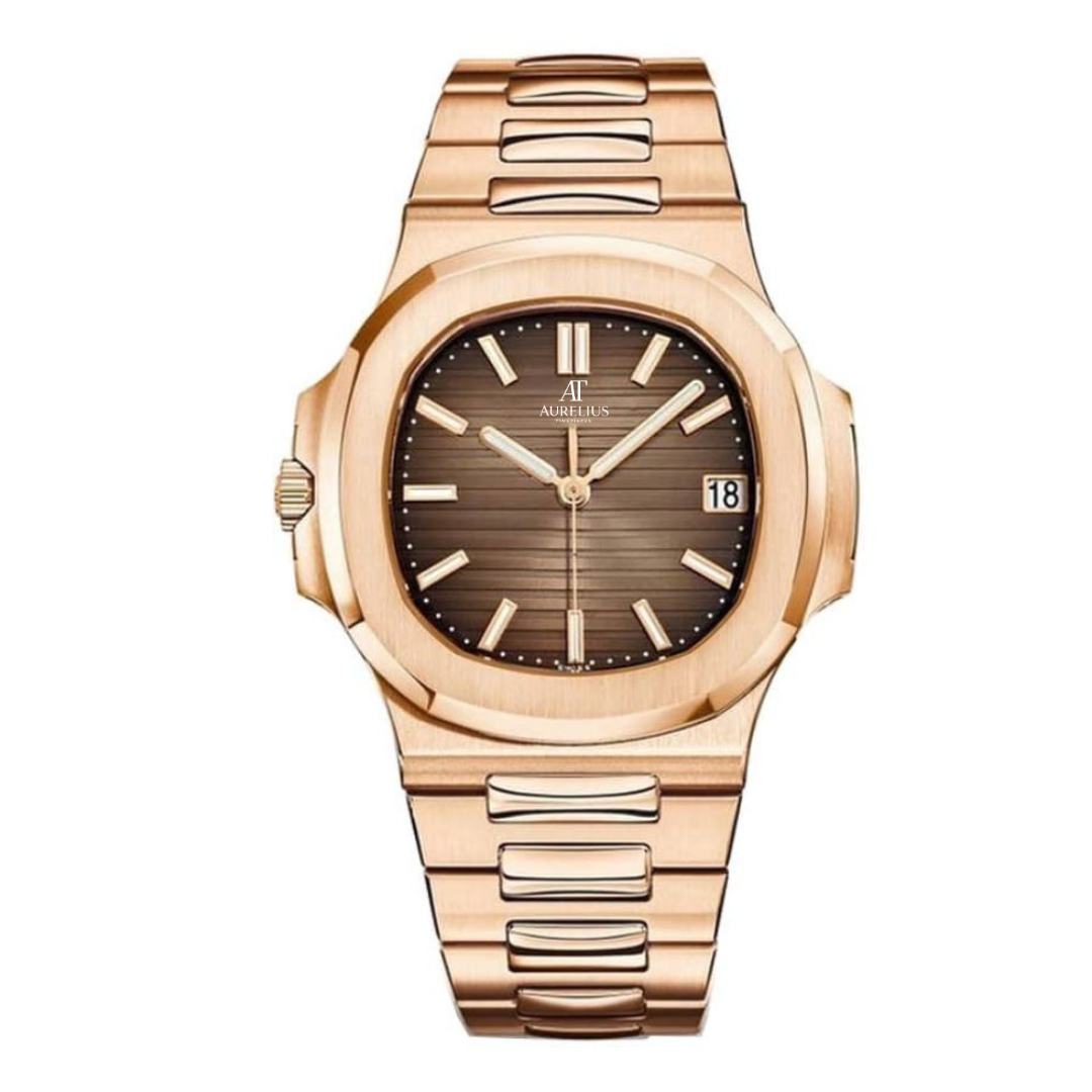 Integrated Classic 40 – Braun Zifferblatt | Roségoldfarben Armband & Glatte Lünette