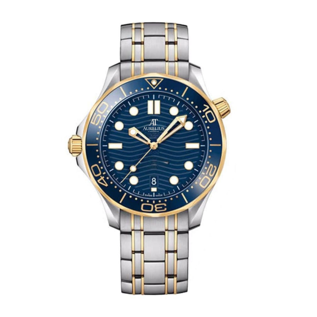 Master-Taucher 42 – Blau Zifferblatt | Stahl- & Goldarmband & Blau-Gold Taucher-Lünette