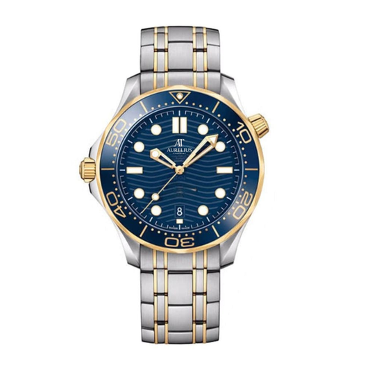 Master-Taucher 42 – Blau Zifferblatt | Stahl- & Goldarmband & Blau-Gold Taucher-Lünette