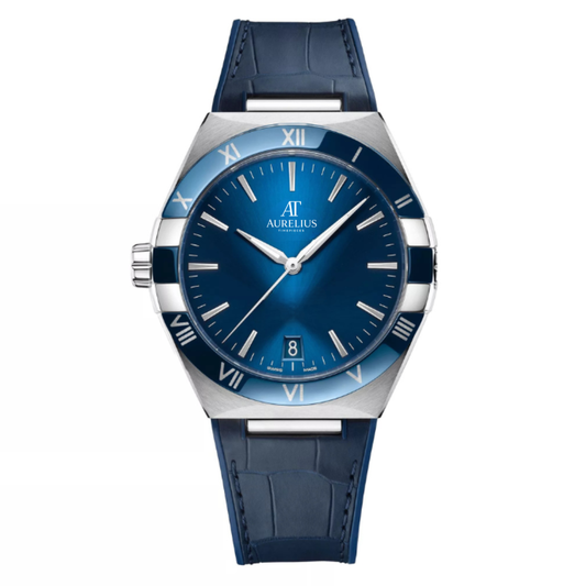 Integrated Signature 41 – Blau Sunburst-Zifferblatt | Stahlgehäuse & Blau Keramik-Lünette & Lederarmband