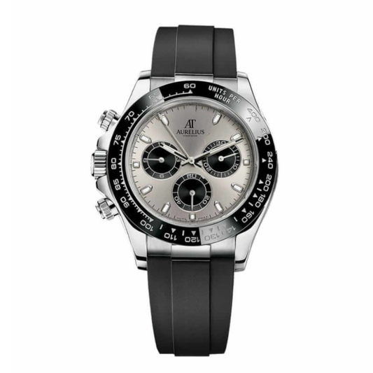 Chronograph 40 – Schwarz Zifferblatt | Stahlgehäuse & Schwarz Kautschukarmband