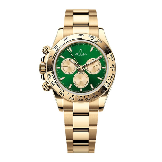 Chronograph 40 – Grün Zifferblatt | Goldfarben Armband