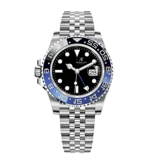 GMT Traveller 40 – Schwarz Zifferblatt | Edelstahl Jubilee-Armband & Blau-Schwarz Keramik-Lünette