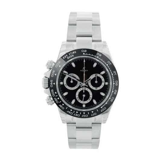 Chronograph 40 – Reverse-Panda-Zifferblatt | Stahl Armband & Schwarze Keramik Tachymeter-Lünette