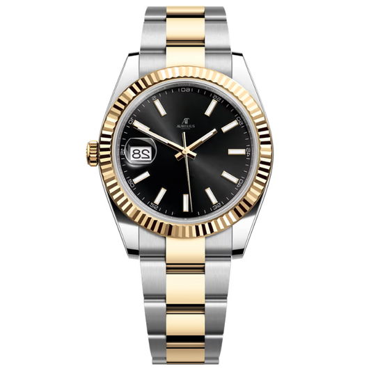 Classic 41 – Champagner Zifferblatt | Stahl & Goldfarben Armband