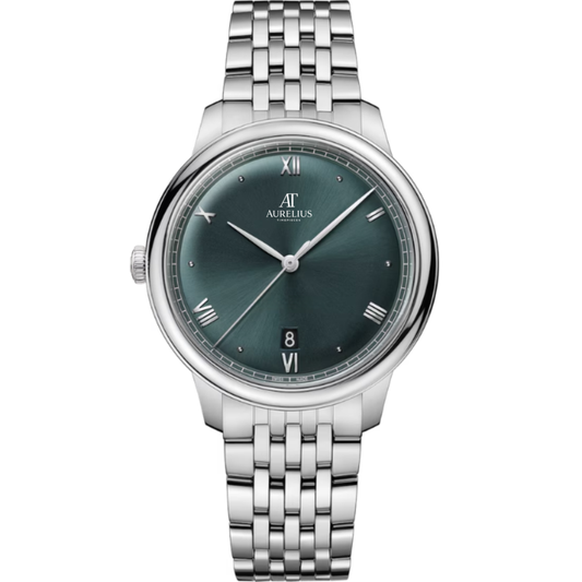 Classic Prestige 40 – Olivgrün Sunburst-Zifferblatt | Stahl Multi-Link-Armband