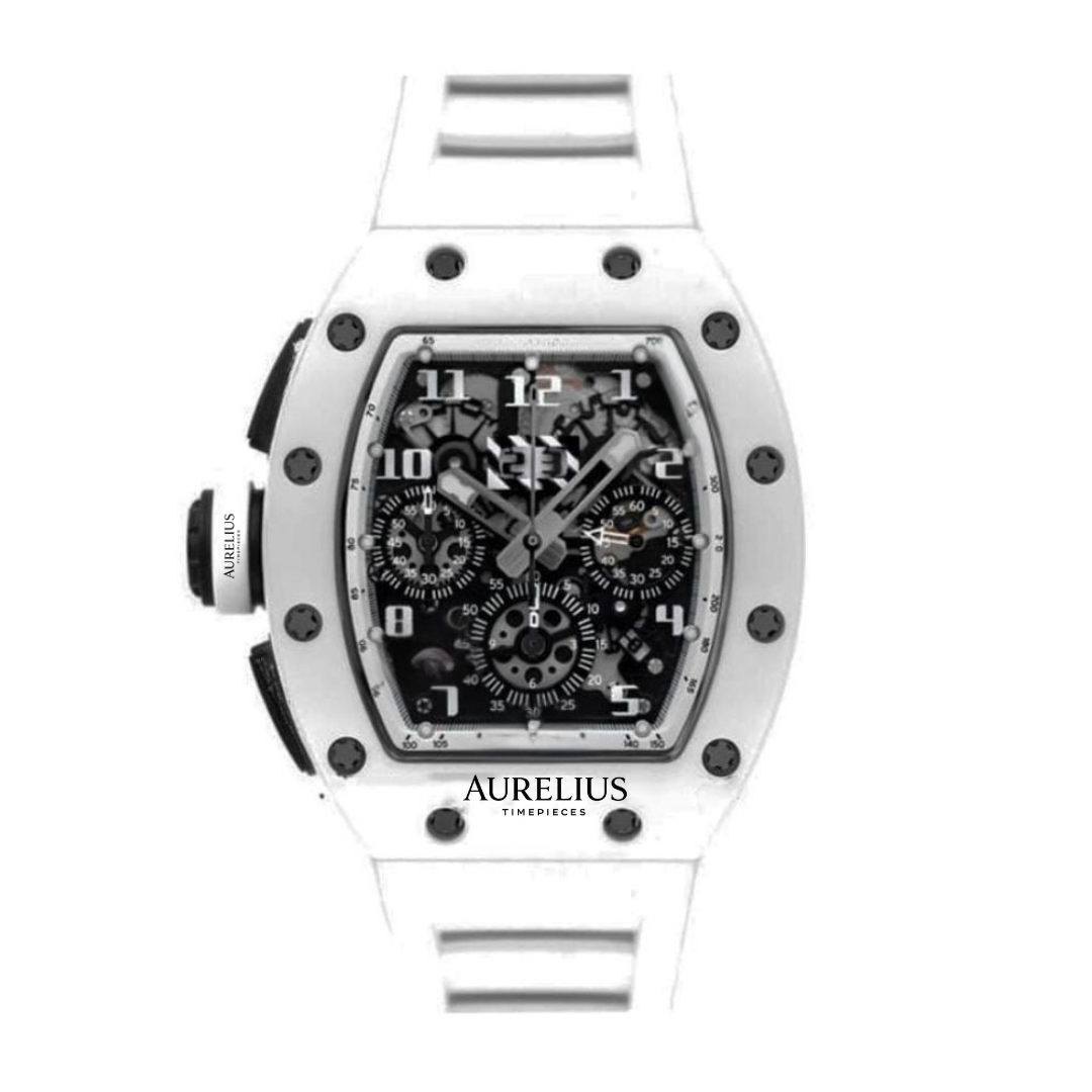Skelett-Chronograph 44 – Skelettiertes Zifferblatt | Weiß Gehäuse & Weiß Kautschukarmband