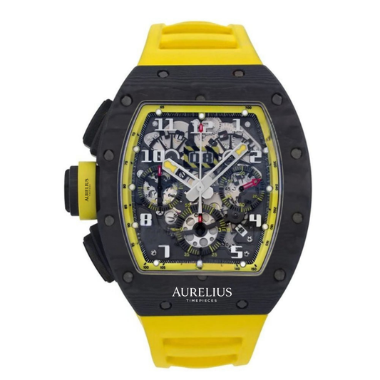 Skelett-Chronograph 44 – Skelettiertes Zifferblatt mit gelben Akzenten | Carbon-Gehäuse & Gelb Kautschukarmband