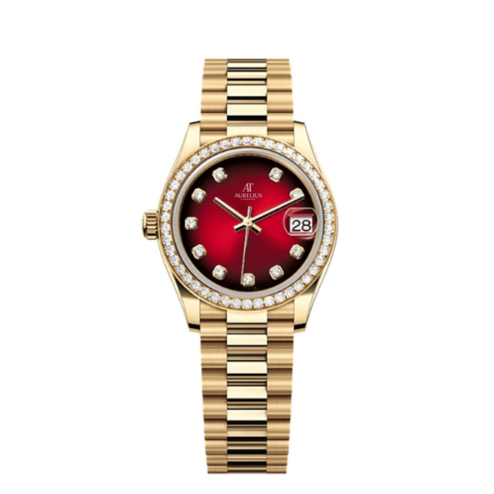 Classic 31 – Champagner Diamant-Zifferblatt | Goldfarben Armband & Diamant-Lünette