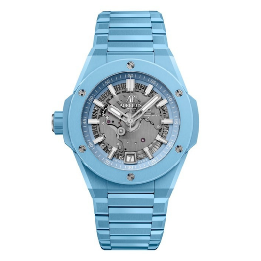 Fusion Chronograph 42 – Himmelblau Zifferblatt | Himmelblau Keramik Armband & Gehäuse
