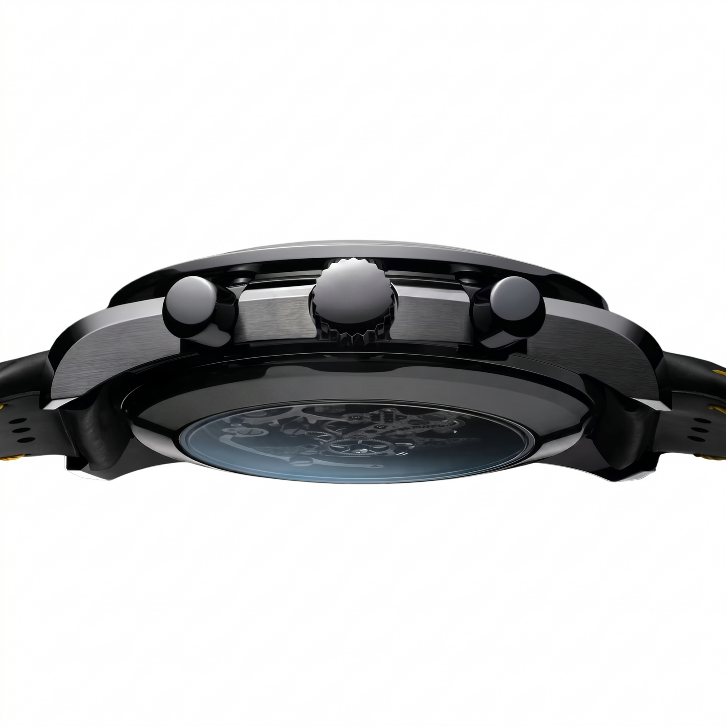 Dark Chronograph 42 - Black Skeleton Dial| Black Case & Textile Strap